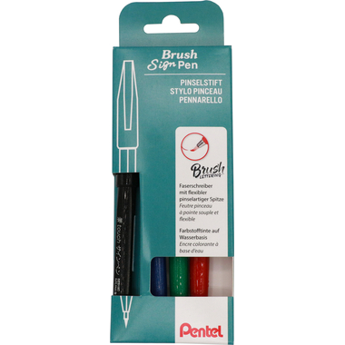 PENTEL Brush Sign Pen SES15C-4 4 Farben, Etui
