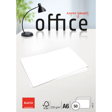 ELCO Schreibkarten Office A6 74451.12 weiss blanko, 200g 50 Stück