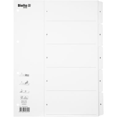 BIELLA Répertoire carton Smartind. A4 46940501U blanc 1-5