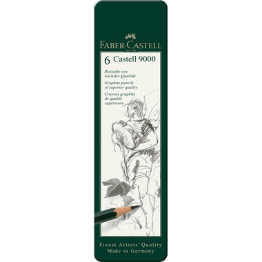 FABER-CASTELL Bleistift CASTELL 9000 119063 Metalletui 6 Stück