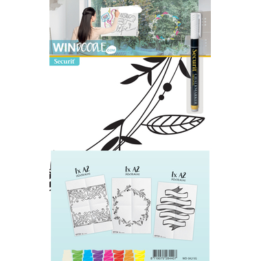 SECURIT Pochoirs vitrine WINDOODLE WD-3A2-SG A2 Signs 3 pcs
