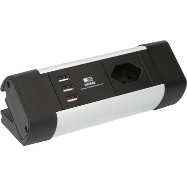 Max Hauri Bloc multiprises de table Office Line, 1x T13, 3x USB A