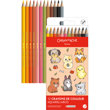 CARAN D'ACHE Farbstifte Swisscolor 1285.803 Kawaii Cute Animals 12 Stk.