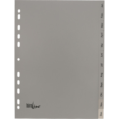 BÜROLINE Register PP A4 40949 grau Jan-Dez DE