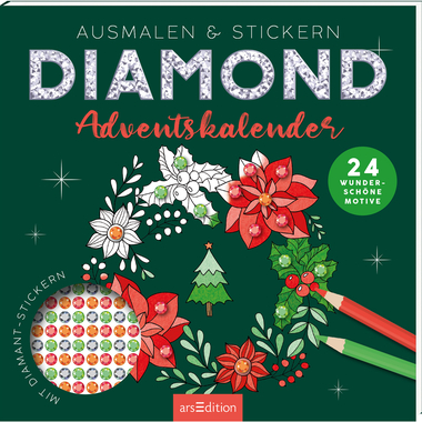 ARS EDITION Calenda. Avvento 21x21cm 13622 Diamanti, colori e adesivi