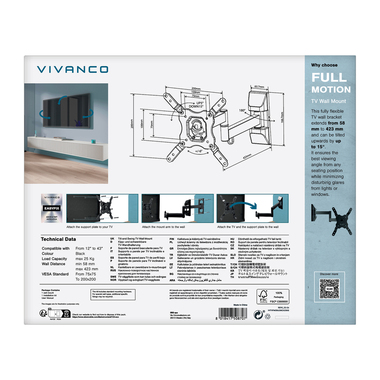 Supporto da parete per tv fino a 43 pollici | Vivanco