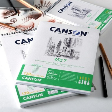 CANSON Sketchbook 1557 A2 204127410 bianco, 120g 50 fogli