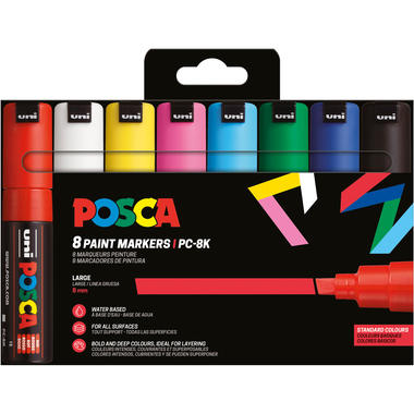 POSCA Marker 8mm PC-8K 8P 8 Stück, assortiert