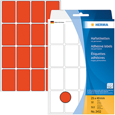 HERMA Etichette 25×40mm 2452 rosso 512 pezzi