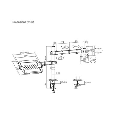 My Wall Notebook Stand HEG8L Economy-Line up to 10 kg – No information