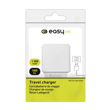 Travel power supply with European socket and 1A USB input