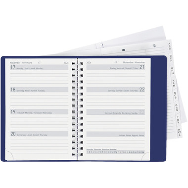 BIELLA TA Memento Wire-O 2026 858673050026U 1W/2S blau ML 10.1x14.2cm