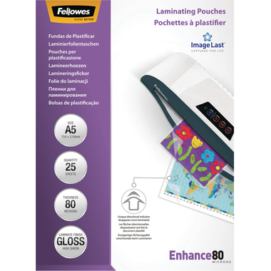 FELLOWES Pochettes à plastifier A5 5396003 brillant, 80my 25 pcs.