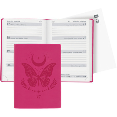 BIELLA Taschenagenda Memento 2027 825715400027U 1W/2S pink ML 10.1x14.2cm