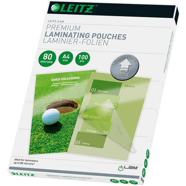 LEITZ Pochettes à plastifier A4 74800000 brillant, 100my 100 pcs.