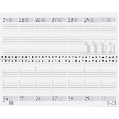 BIELLA Pultkalender Seplana 2027 888371050027U 1W/2S blau ML 29.8x11.7cm