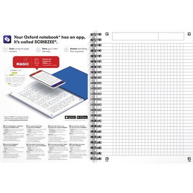 OXFORD Cahier spirale Essentials A5 100102938 ass., quadrillé 5mm 90 feuil.