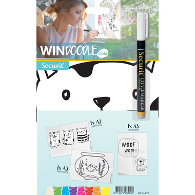SECURIT Fensterschablone WINDOODLE WD-3A3-PT A3 Pets 3 Stück