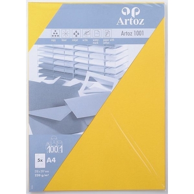 ARTOZ Cartes 1001 A4 107696142 220g, jaune soleil 5 feuilles
