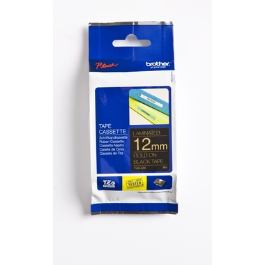 PTOUCH Band, laminiert gold/schwarz TZe-334 PT-1280VP 12 mm