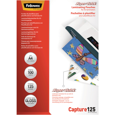 FELLOWES Laminiertasche A4 5440101 glanz, 125my 100 Stück