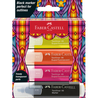 FABER-CASTELL Textmarker TL 46 Glassy 254693 Superfluor 4 Stück