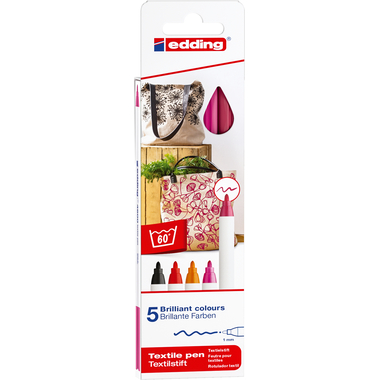 EDDING Textilstift 4600 3946 Warm Color 5 Stück