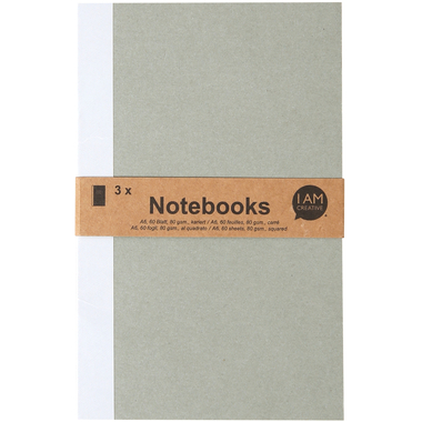 I AM CREATIVE Carnet A6 4005.12 brun, 60 pages 3 pièces