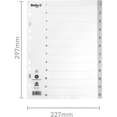 BIELLA Register PP A4 47141200U grau 1-12