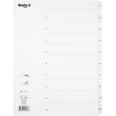 BIELLA Répertoire carton Smartind. A4 46941001U blanc 1-10