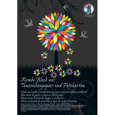 URSUS Kombi-Block 23x33cm 7770000SE 130g+300g, 25 Farben 50 Blatt