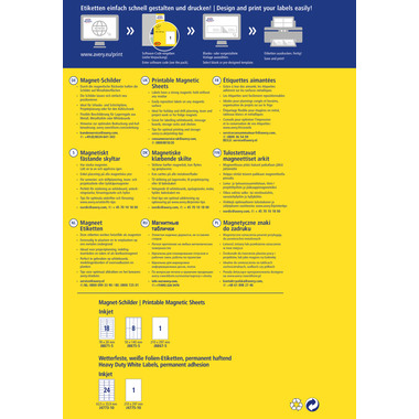 AVERY ZWECKFORM Magnet-Schilder 210x297mm J8867-5 Inkjet 5 Stk./5 Bl.