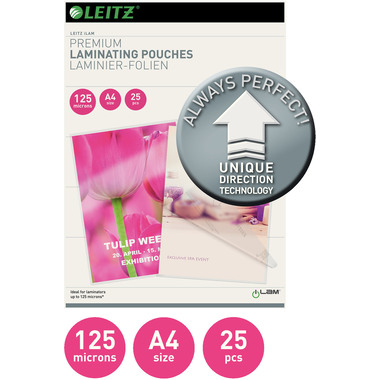 LEITZ Pochettes à plastifier A4 74820000 brillant, 125my 25 pcs.