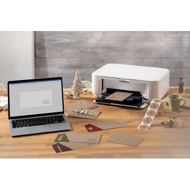 SIGEL Set di buste natalizie 11x22cm DU258 Cut-out style carta kraft