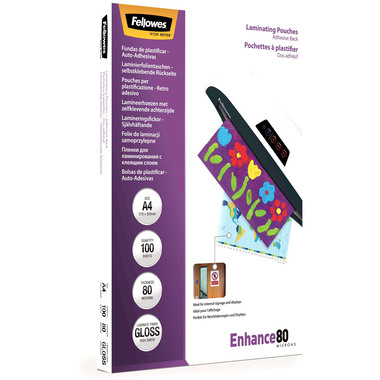 FELLOWES Laminiertasche A4 5302202 glanz, 80my selbstkl. 100 Stk