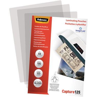FELLOWES Laminiertasche 216x303mm 5307407 glanz, 125my 100 Stk