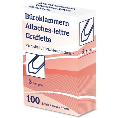 NEUTRAL Büroklammern Nr. 3 6204 28mm vernickelt 100 Stk.