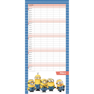 HEYE Familienplaner Minions 2026 22755+26 1M/1S DE 5 Spalten 21x45cm