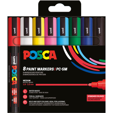 POSCA Marker 1.8-2.5mm PC-5M 8P 8 Stück, assortiert