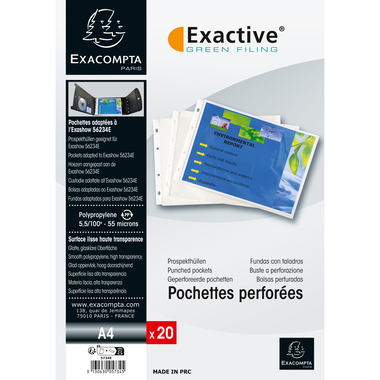 EXACOMPTA Pochette Exacative A4 5734E 20 piéces, lisses, en travers