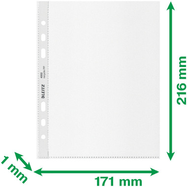 LEITZ Poches PP Recycle A5 4002-00-03 transparent, 100my 25 pcs.