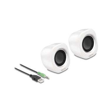 Delock PC-Lautsprecher Mini Stereo 3.5 mm Klinke, USB-Strom Weiss