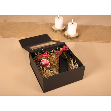 ELCO Geschenkbox m. grossem Fenster 82115.11 schwarz, 22x22x10cm 5 Stk.