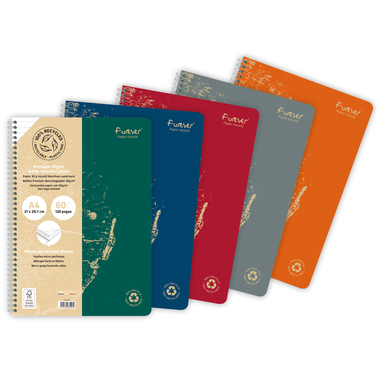 CLAIREFONTAINE Spiralheft FOREVER A4 68406C liniert, assortiert 60 Blatt