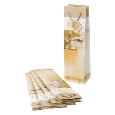 SIGEL Geschenktasche Golden Shimmer GT018 glossy 100x350x80mm 5 pcs.