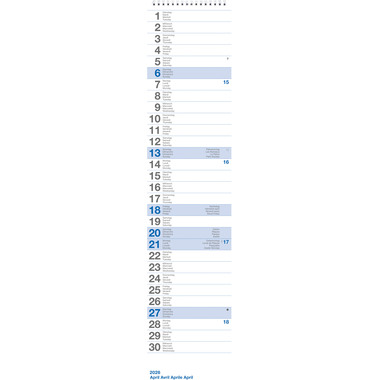 NOVOOO Planning mensuel 2026 88901900NO26U D/F/I/E 12x54.4cm