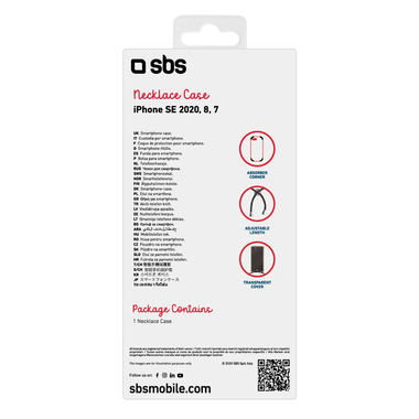 Cover trasparente con laccio da collo per iPhone SE 2020/8/7