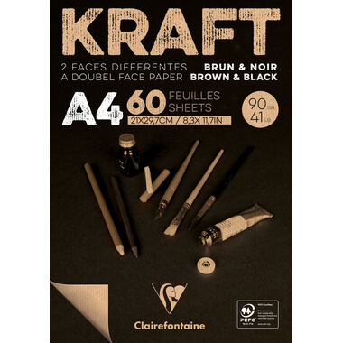 CLAIREFONTAINE Blocco di carta Kraft A4 975818C Marrone/nero 60 fogli