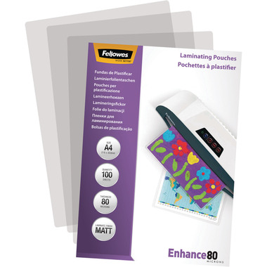 FELLOWES Laminiertasche A4 5452103 matt, 80my 100 Stk