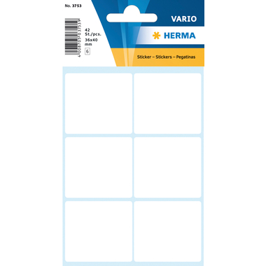 HERMA Etiquettes 36×40mm 3753 blanc 42 pcs.
